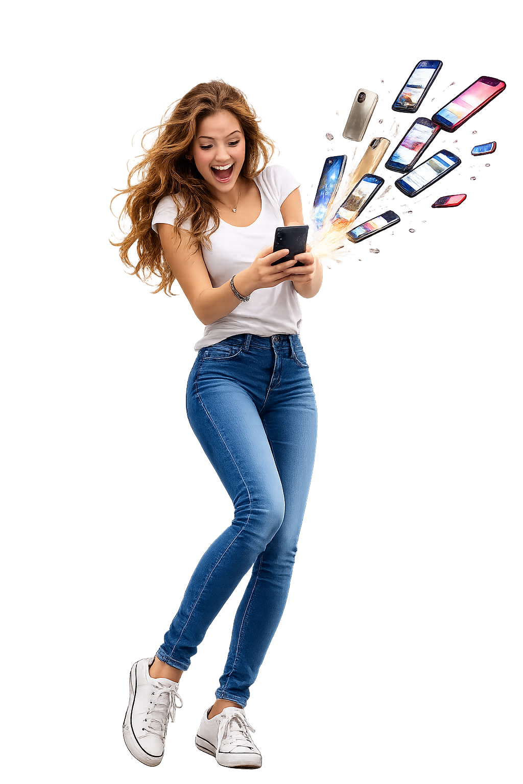 Woman using TurnKit on her phone to instantly create websites, apps, and digital products